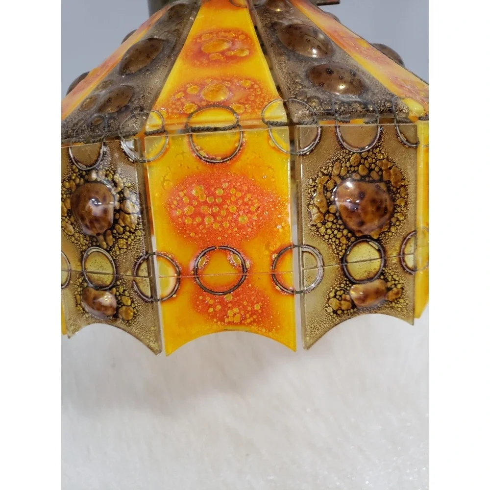 RARE Vintage Felipe Derflingher Mosaic MCM Hanging Swag Light Table Lamp Shade